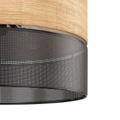 Nicol riippuvalaisin, musta/puuefekti, Ø 50 cm, 1-valo, 3 x E27