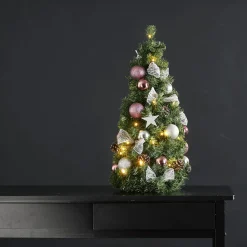 Noel-LED-kuusikoriste, kartio, hopea/vaal.pun.