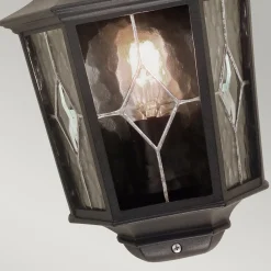 Norfolk-ulkoseinävalaisin, puolilyhty, musta, IP43