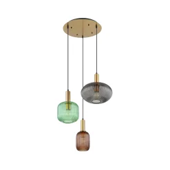 Normy-riippuvalaisin, Ø 55 cm, värillinen, lasi, 3-valo.