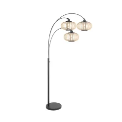 Nox Light -maavalaisin, 3-lamppuinen, musta, bambutangot, E27