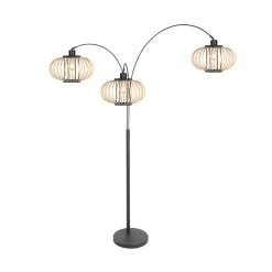 Nox Light -maavalaisin, 3-lamppuinen, musta, bambutangot, E27