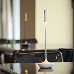 Nucandle LED ladattava pöytävalaisin, valkoinen/hopea, IP54, himmennettävä