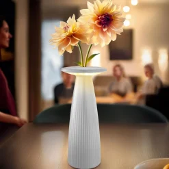 Nuflair LED ladattava pöytävalaisin, valkoinen, IP54, himmennettävä, 24 cm
