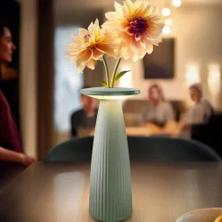 Nuflair LED-ladattava pöytävalaisin, vihreä, IP54, himmennettävä, 24 cm