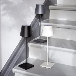 Nuindie LED ladattava pöytävalaisin, USB-C, grafiitti, IP54, himmennettävä