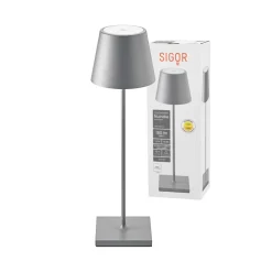 Nuindie LED ladattava pöytävalaisin, USB-C, grafiitti, IP54, himmennettävä