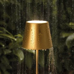 Nuindie LED ladattava pöytävalaisin, USB-C, kultainen, IP54, himmennettävä
