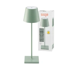 Nuindie LED-ladattava pöytävalaisin, USB-C, salvianvihreä, IP54,