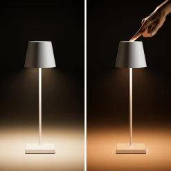 Nuindie LED ladattava pöytävalaisin, USB-C, valkoinen, IP54, himmennettävä