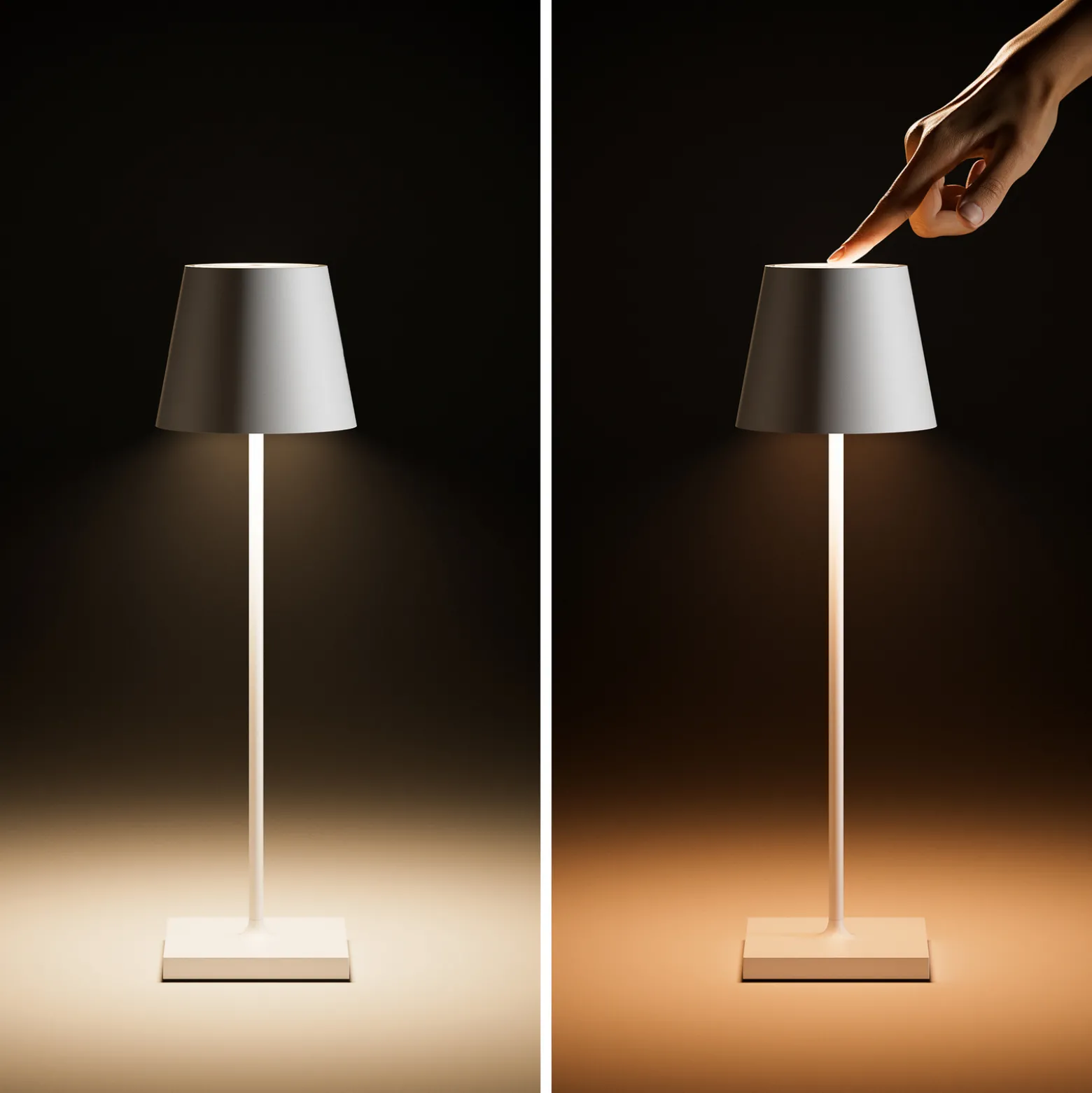 Nuindie LED ladattava pöytävalaisin, USB-C, valkoinen, IP54, himmennettävä