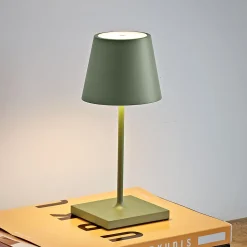 Nuindie mini LED ladattava pöytävalaisin, USB-C, salvianvihreä, himmennettävä