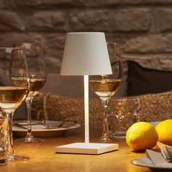 Nuindie mini LED ladattava pöytävalaisin, USB-C, valkoinen, IP54, himmennettävä