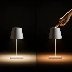 Nuindie mini LED ladattava pöytävalaisin, USB-C, valkoinen, IP54, himmennettävä