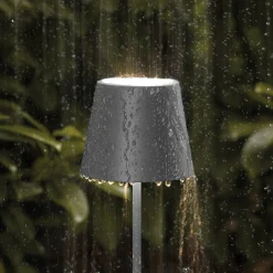 Nuindie mini LED ladattava pöytävalaisin, USB, grafiitti, IP54, himmennettävä