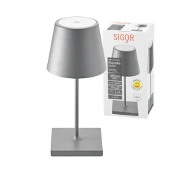 Nuindie mini LED ladattava pöytävalaisin, USB, grafiitti, IP54, himmennettävä