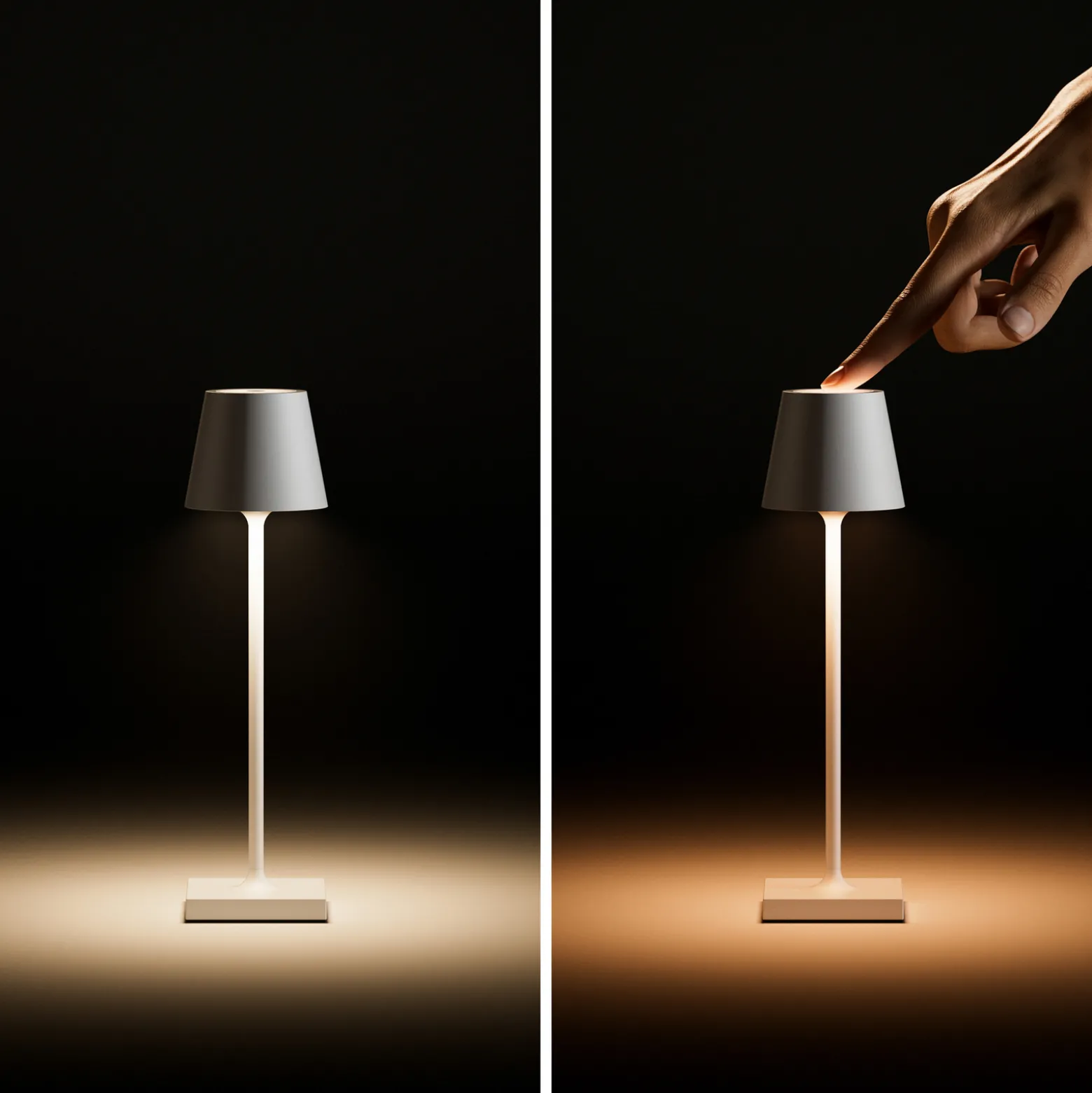 Nuindie tasku LED ladattava pöytävalaisin, musta, IP54, himmennettävä