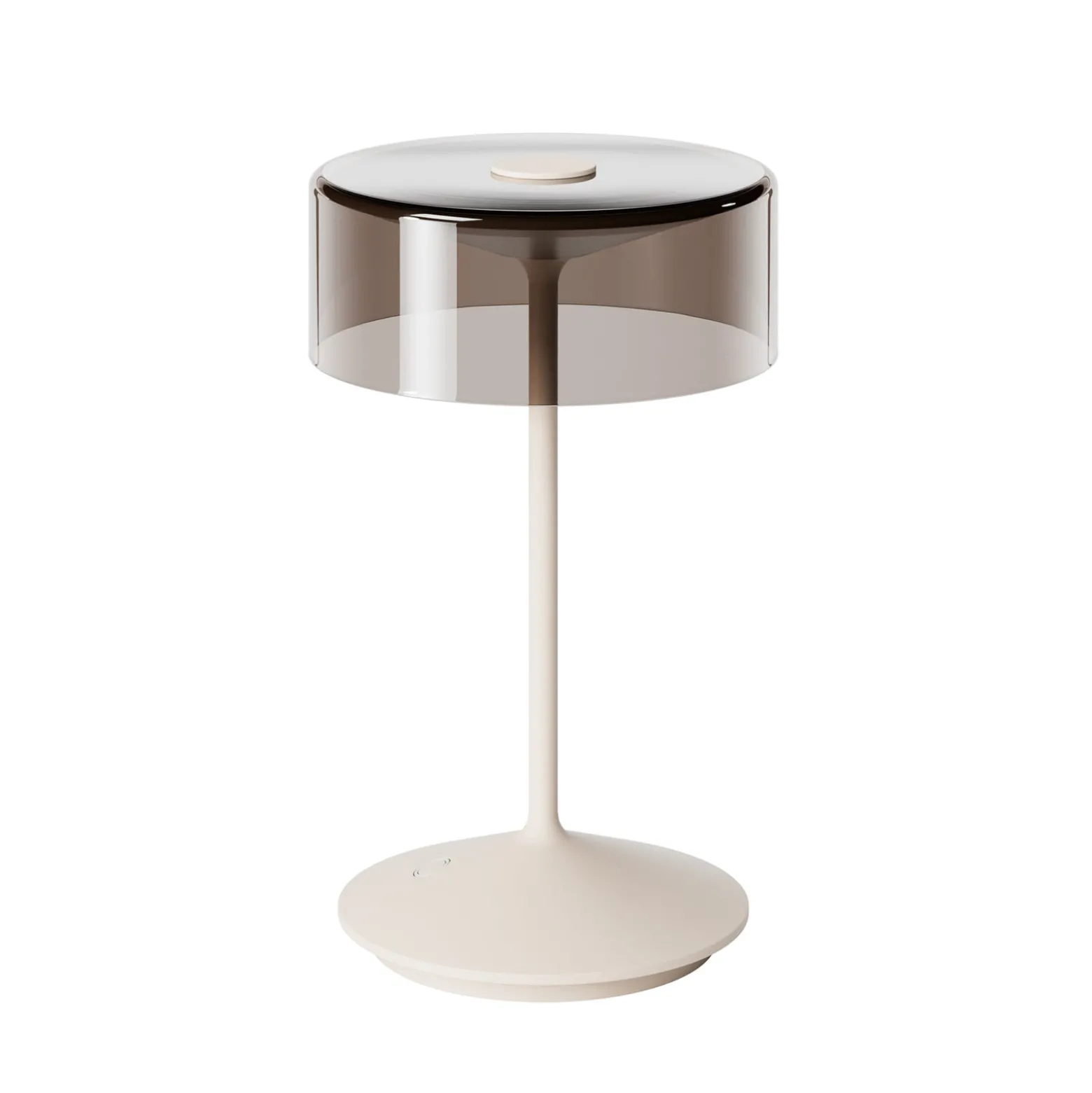 Numotion LED ladattava pöytävalaisin, beige, lasi, IP54, himmennettävä