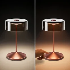 Numotion LED ladattava pöytävalaisin, ruusukultainen, lasi, IP54,