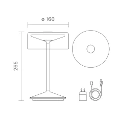 Numotion LED ladattava pöytävalaisin, ruusukultainen, lasi, IP54,