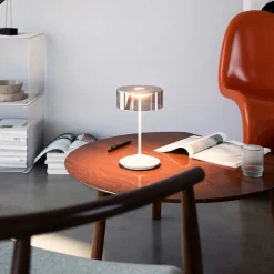 Numotion LED ladattava pöytävalaisin, valkoinen, lasi, IP54, himmennettävä