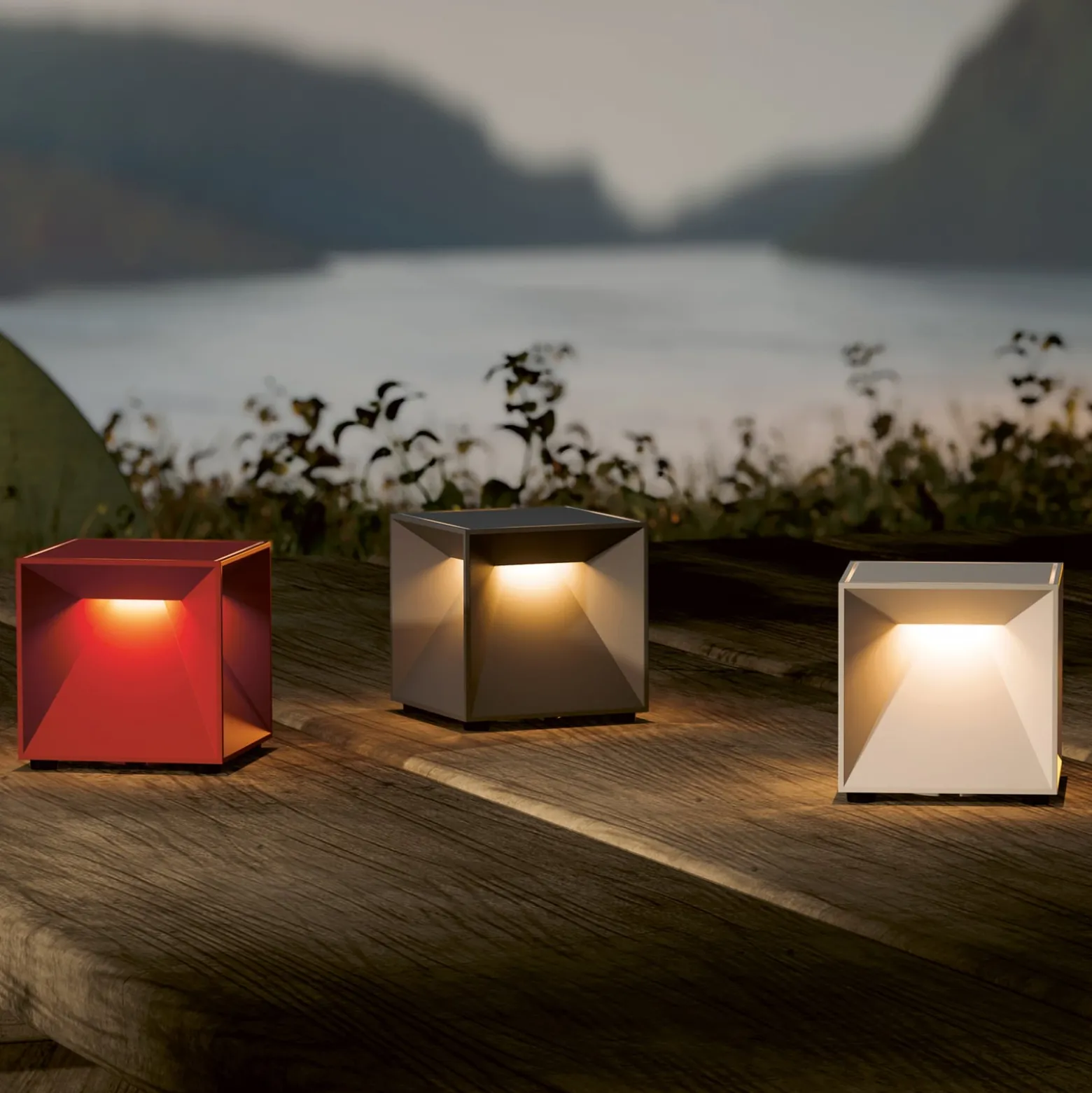 Nutalis mini LED ladattava pöytävalaisin, valkoinen, IP54, himmennettävä