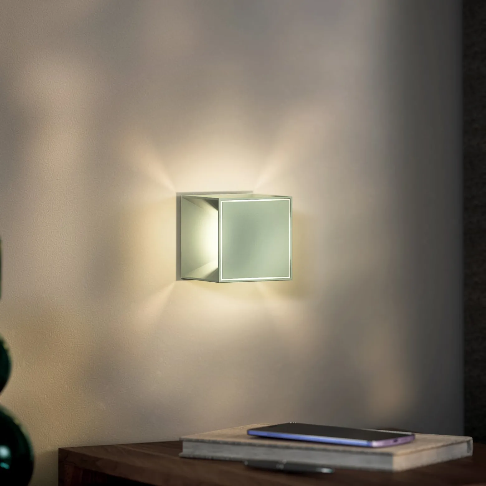 Nutalis mini LED ladattava pöytävalaisin, vihreä, IP54, himmennettävä