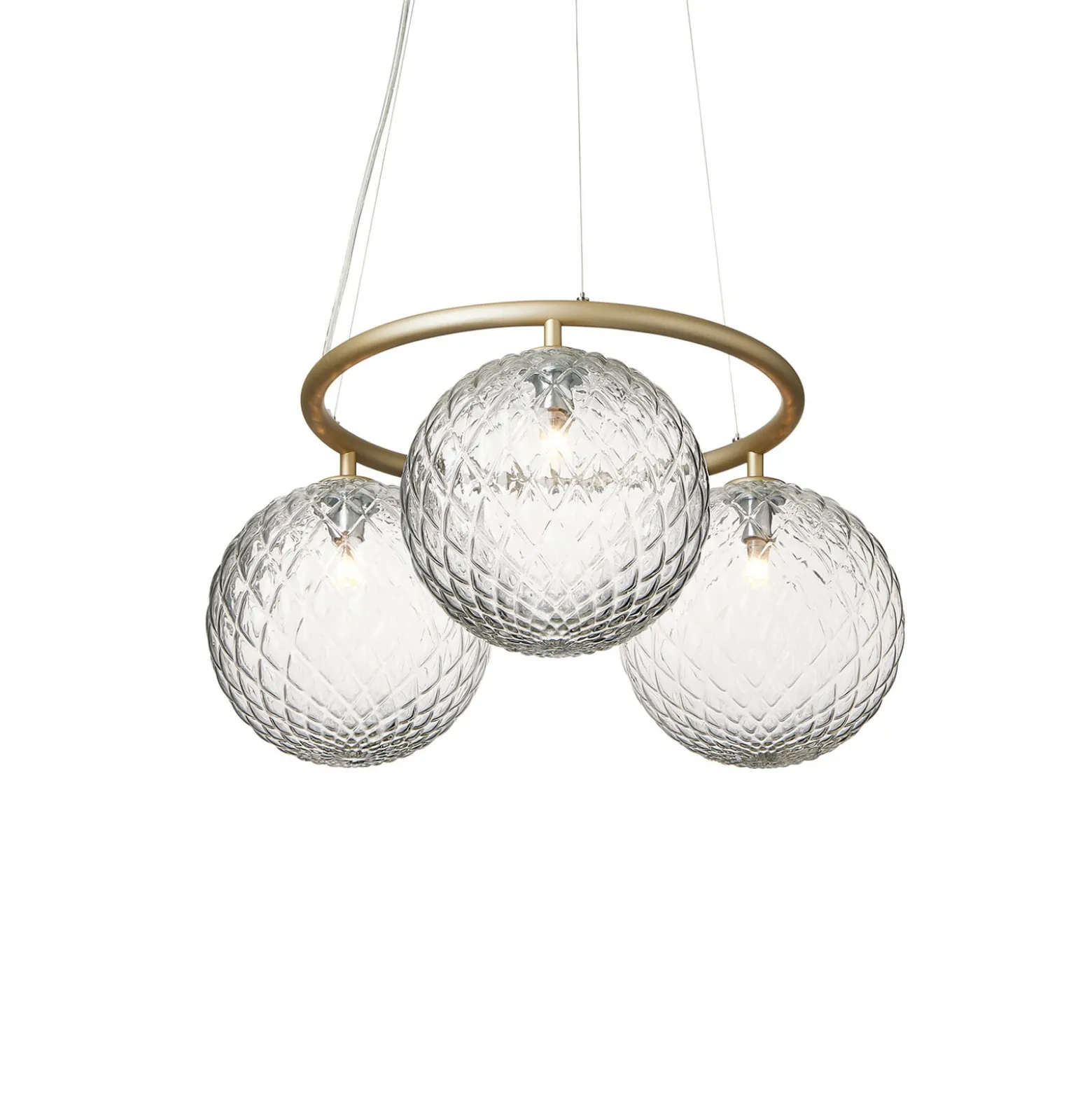 Nuura kattokruunu Miira 3 Circular, Ø 54 cm, messinki/kirkas