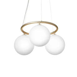 Nuura kattokruunu Miira 3 Circular, Ø 54 cm, messinki/opaalinen