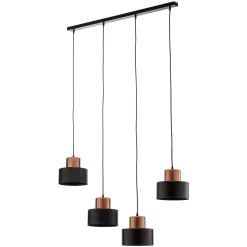 Olla riippuvalo, musta/kupari, 4-lamppuinen