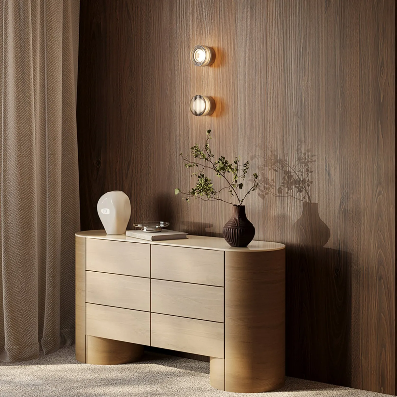 OLO-LED-seinävalaisin, platina/kirkas kuvioitu, Ø 13 cm, CCT