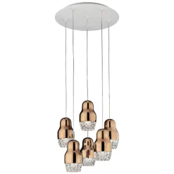 6-osainen Fedora-LED-riippuvalaisin roosakultainen