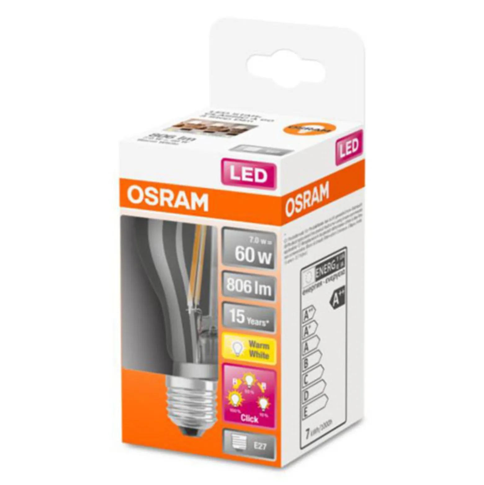 OSRAM Classic A-LED-lamppu E27 6,5W 827 3-Step-dim