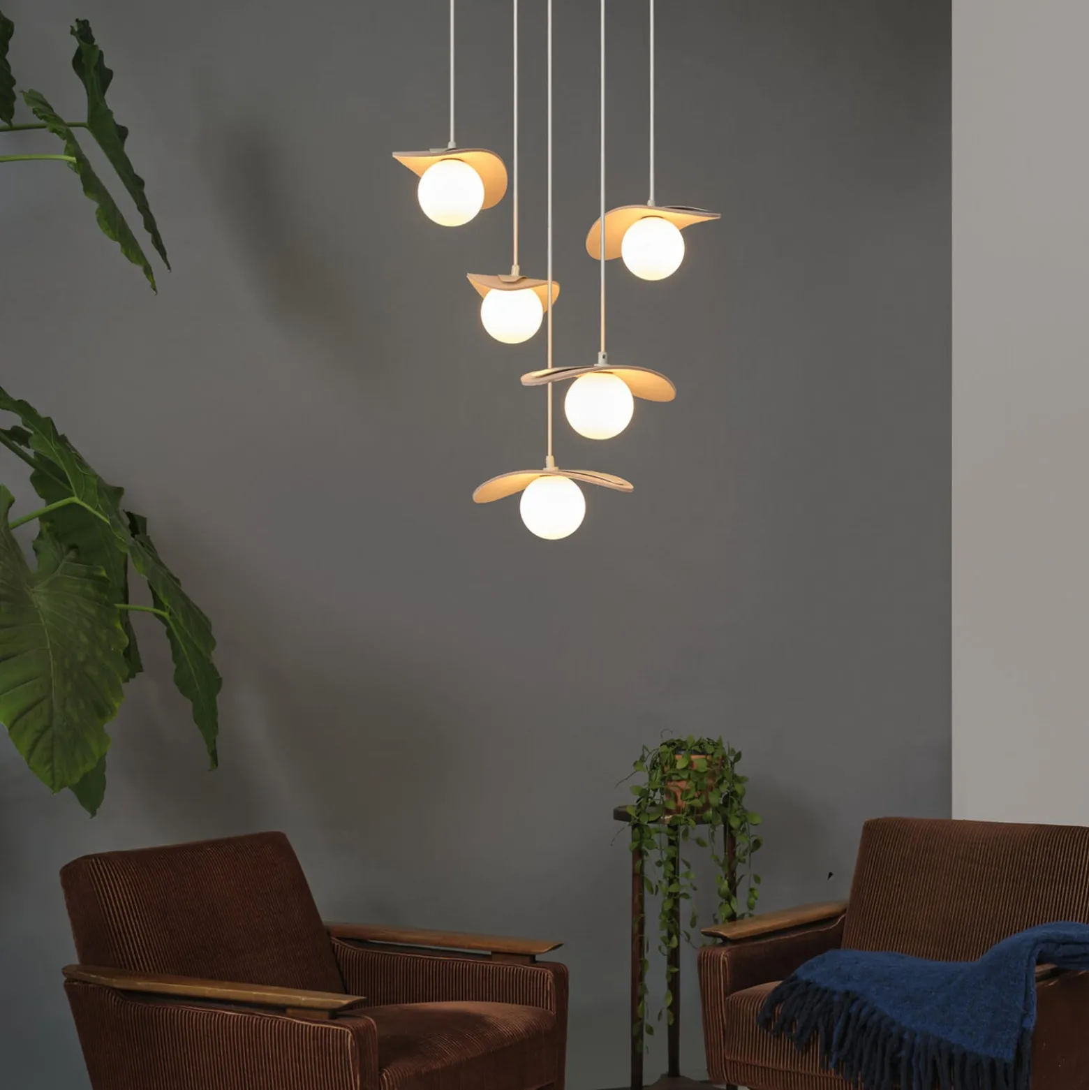 OSRAM Decor Pearl -riippuvalaisin, 5-lamppuinen, beige, huopa, G9