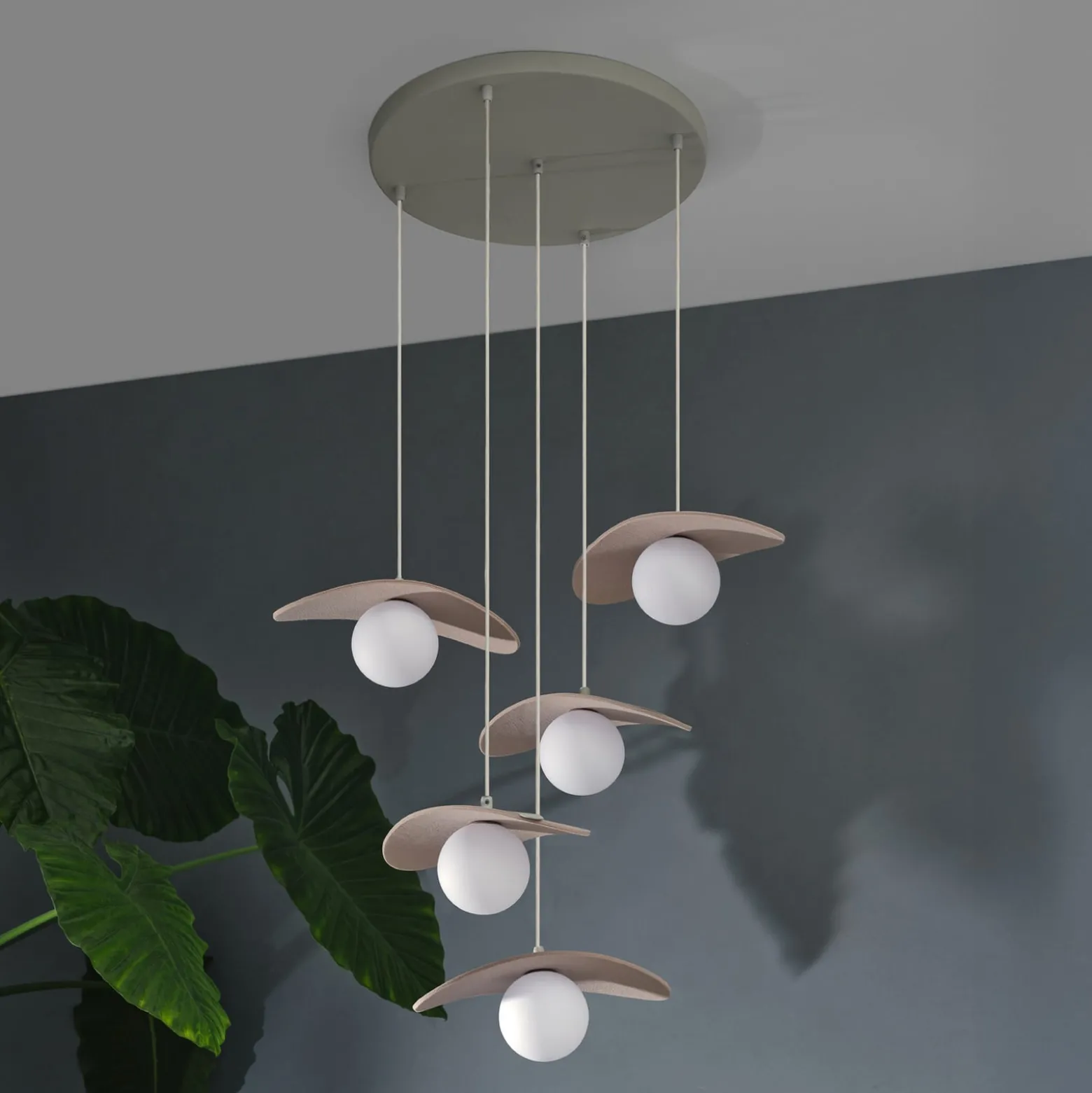 OSRAM Decor Pearl -riippuvalaisin, 5-lamppuinen, beige, huopa, G9