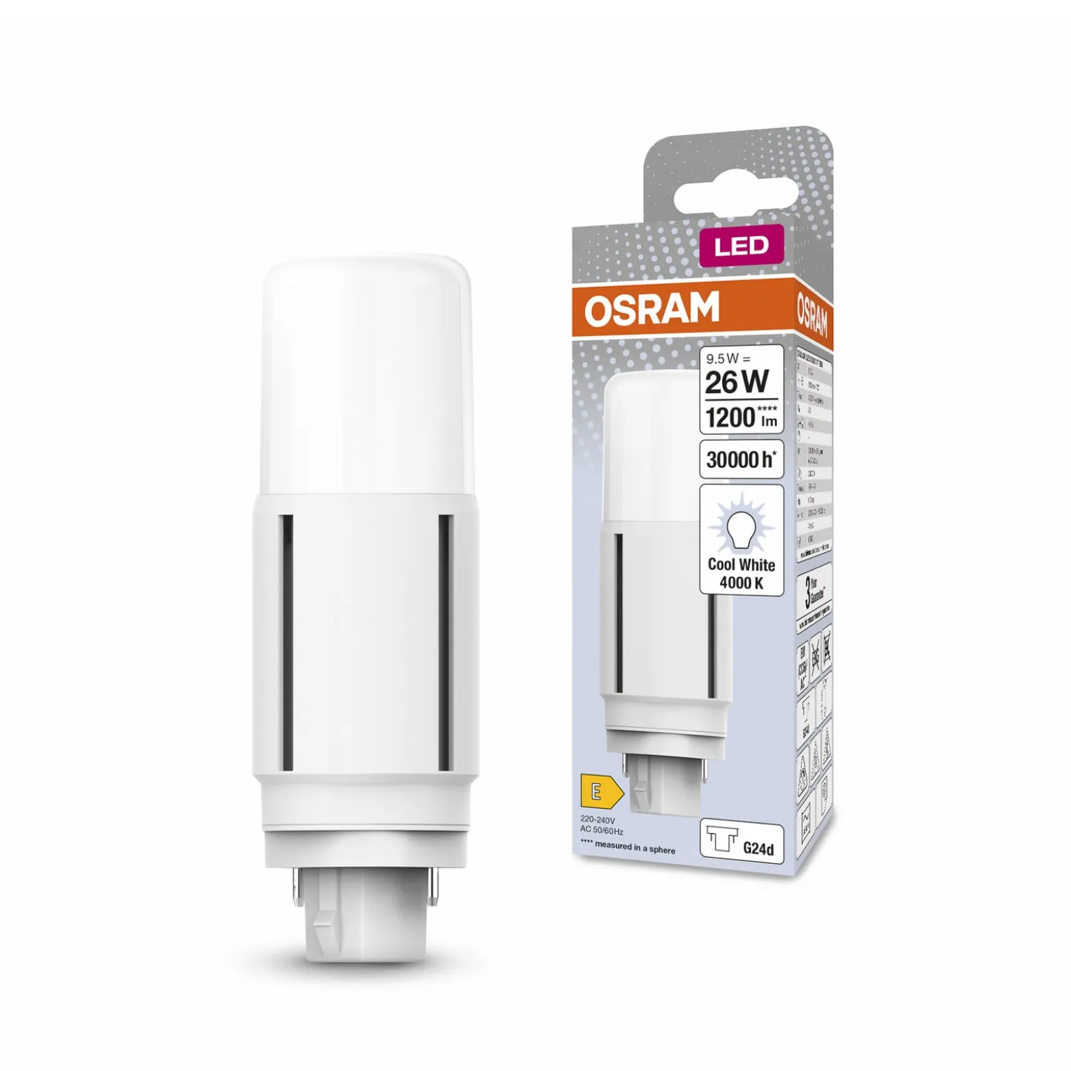 OSRAM Dulux LED-lamppu G24d D26 VT EM/AC 9,5W 840