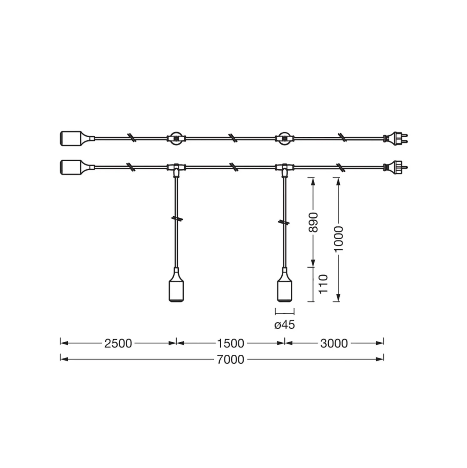 OSRAM ENDURA DECOR -valoketju, sininen, 7 m, 3-lamppuinen, IP44