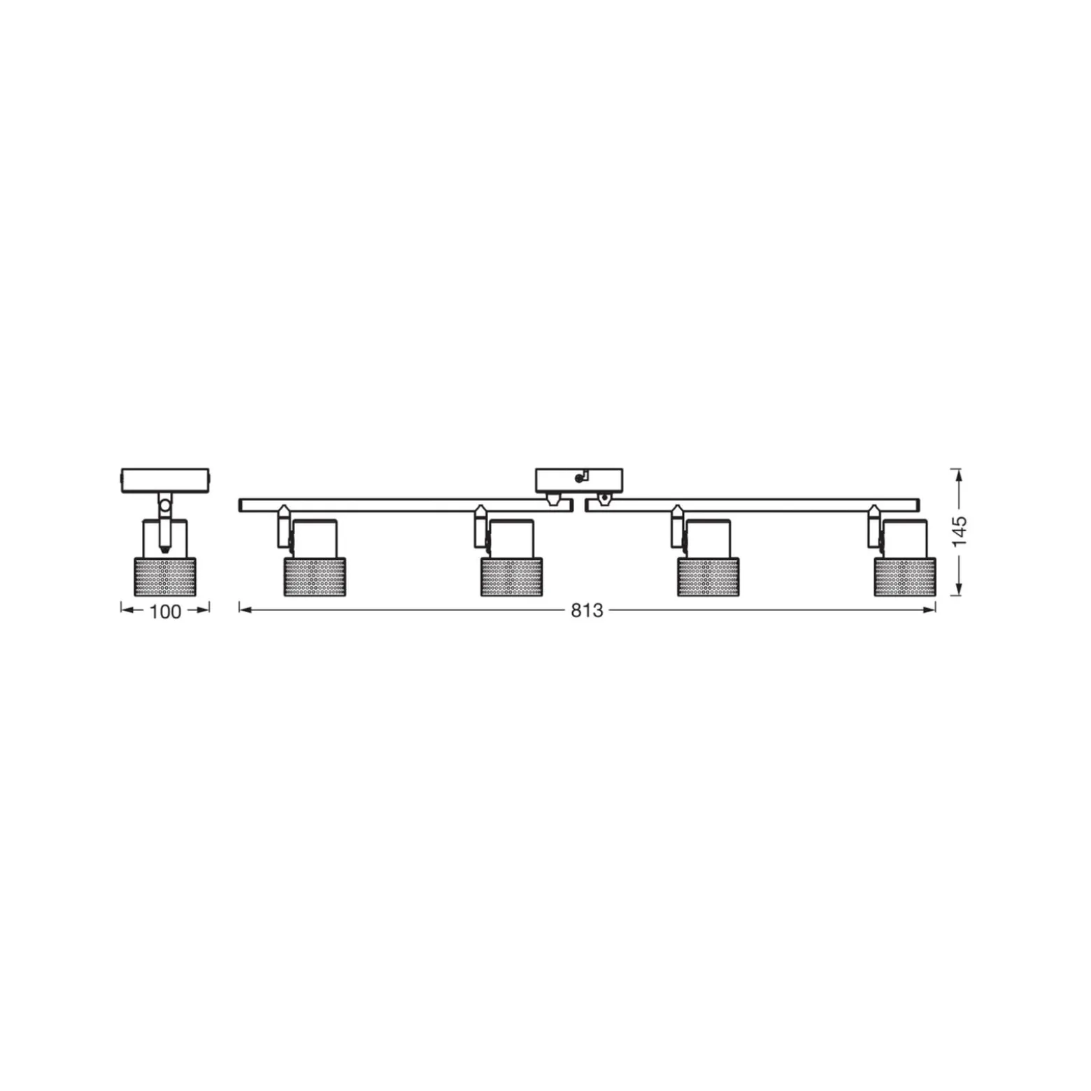 OSRAM kattospotti CORK, musta, 4 spotti GU10-LED 927 himmennettävä