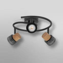 OSRAM kattospotti CORK SPIRAL musta 3-spotti GU10-LED 927