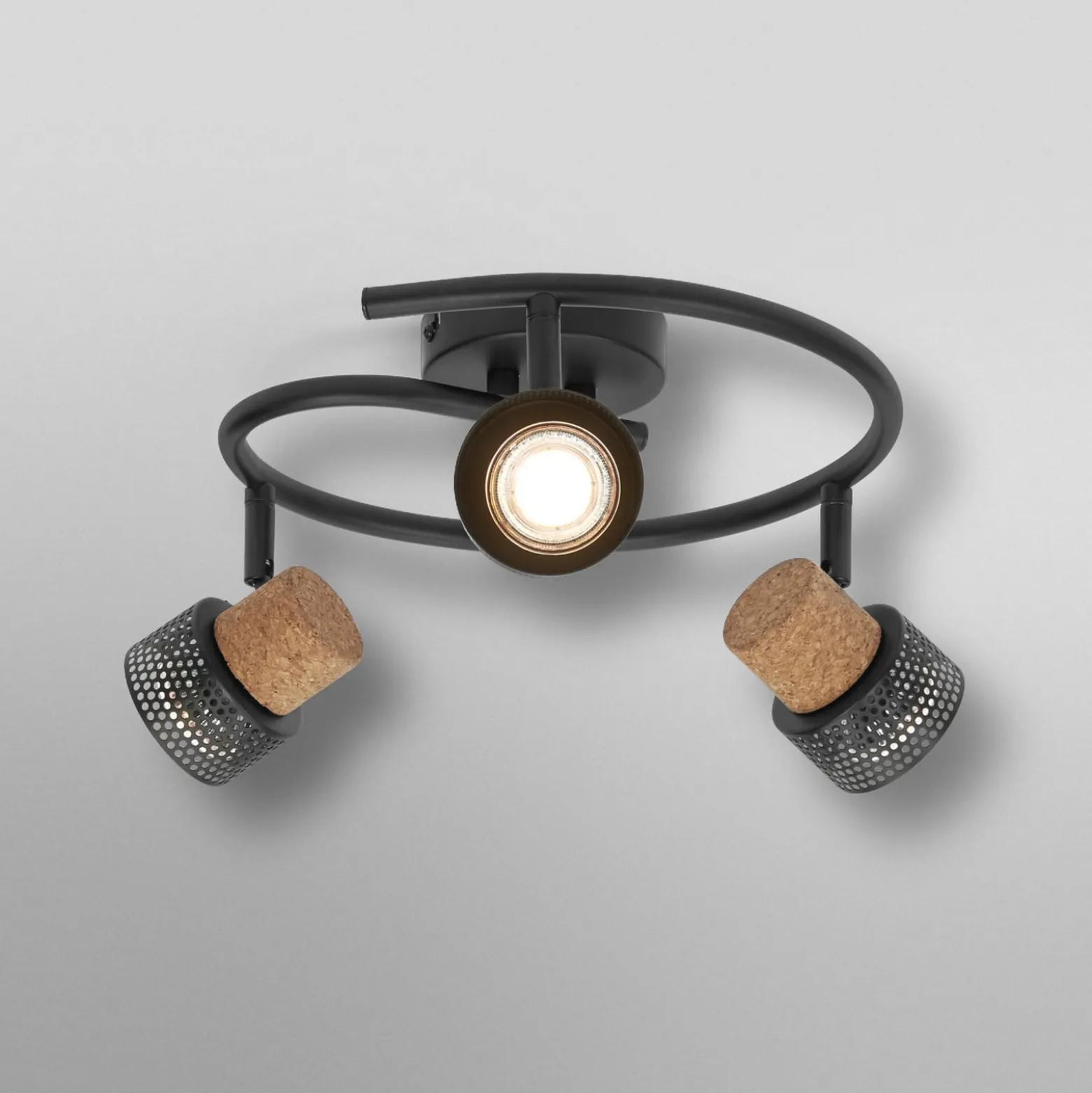 OSRAM kattospotti CORK SPIRAL musta 3-spotti GU10-LED 927