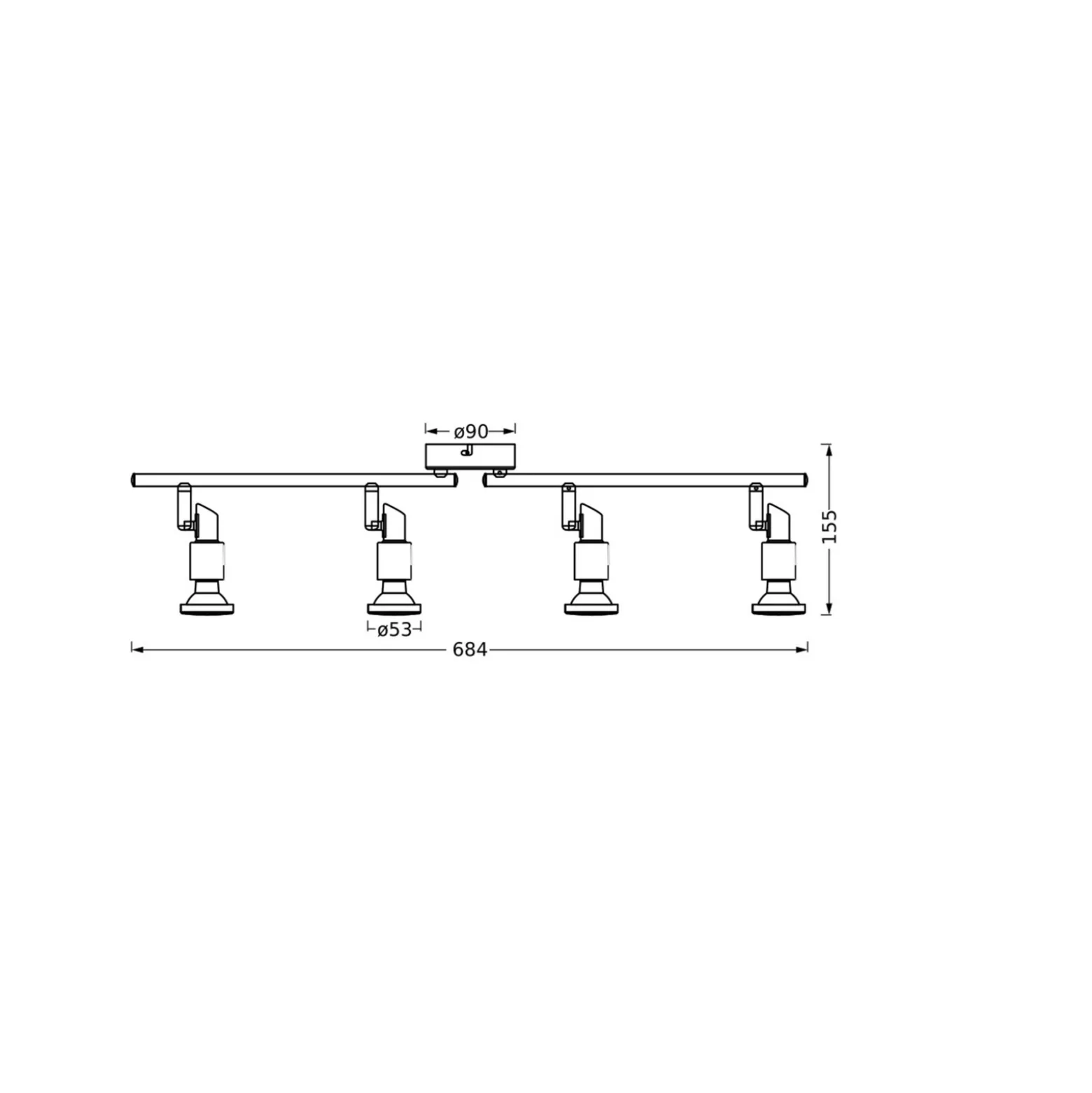 OSRAM kattospottivalaisin, valkoinen, 4-lamppuinen, metalli, GU10-LED 927