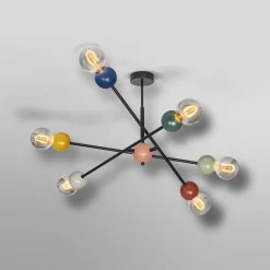 OSRAM kattovalaisin Decor Bubble, 6-lamppuinen, teräs, värikäs, E27