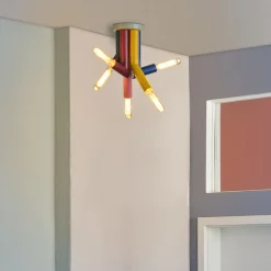 OSRAM kattovalaisin Decor Straw, 5-lamppuinen, teräs, värikäs, E27