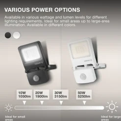 OSRAM kohdevalaisin ENDURA FLOOD, harmaa, anturi 30 W 830 IP44