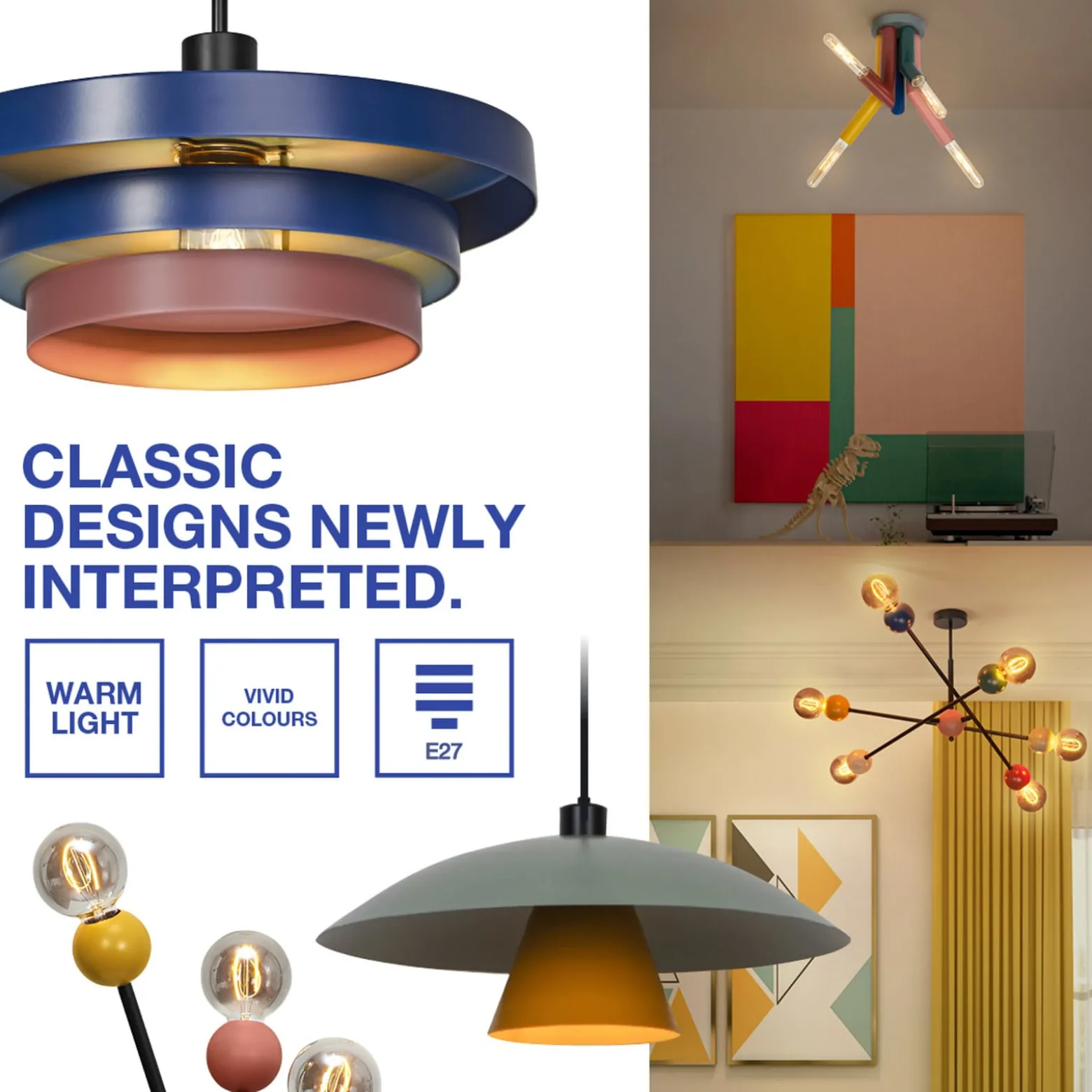 OSRAM lattiavalaisin Decor Bubble, värikäs, 3-lamppuinen, teräs, E27