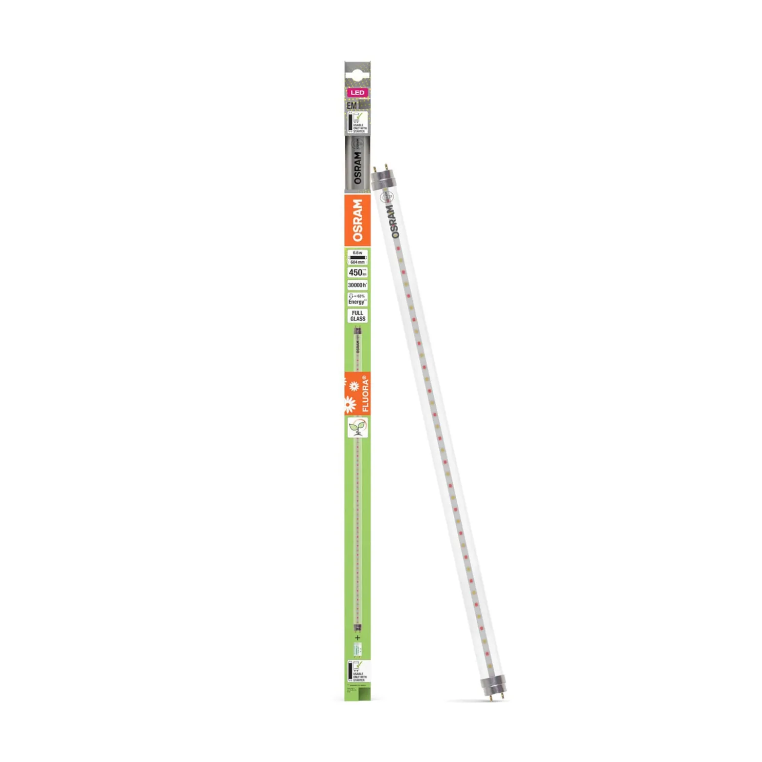 OSRAM LED-kasvilamppu T8 6,6W putki Fluora 2,500K 60cm