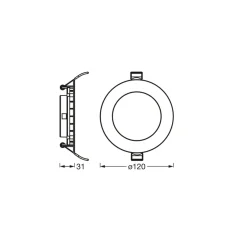 OSRAM LED-kattouppovalaisin SLIM, Ø 12 cm, 3 000 K, valkoinen