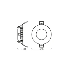 OSRAM LED-kattouppovalaisin SLIM, Ø 9 cm, 3 000 K, valkoinen
