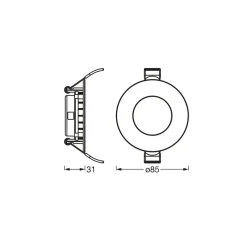 OSRAM LED-kattouppovalaisin SLIM, Ø 9 cm, 4 000 K, valkoinen