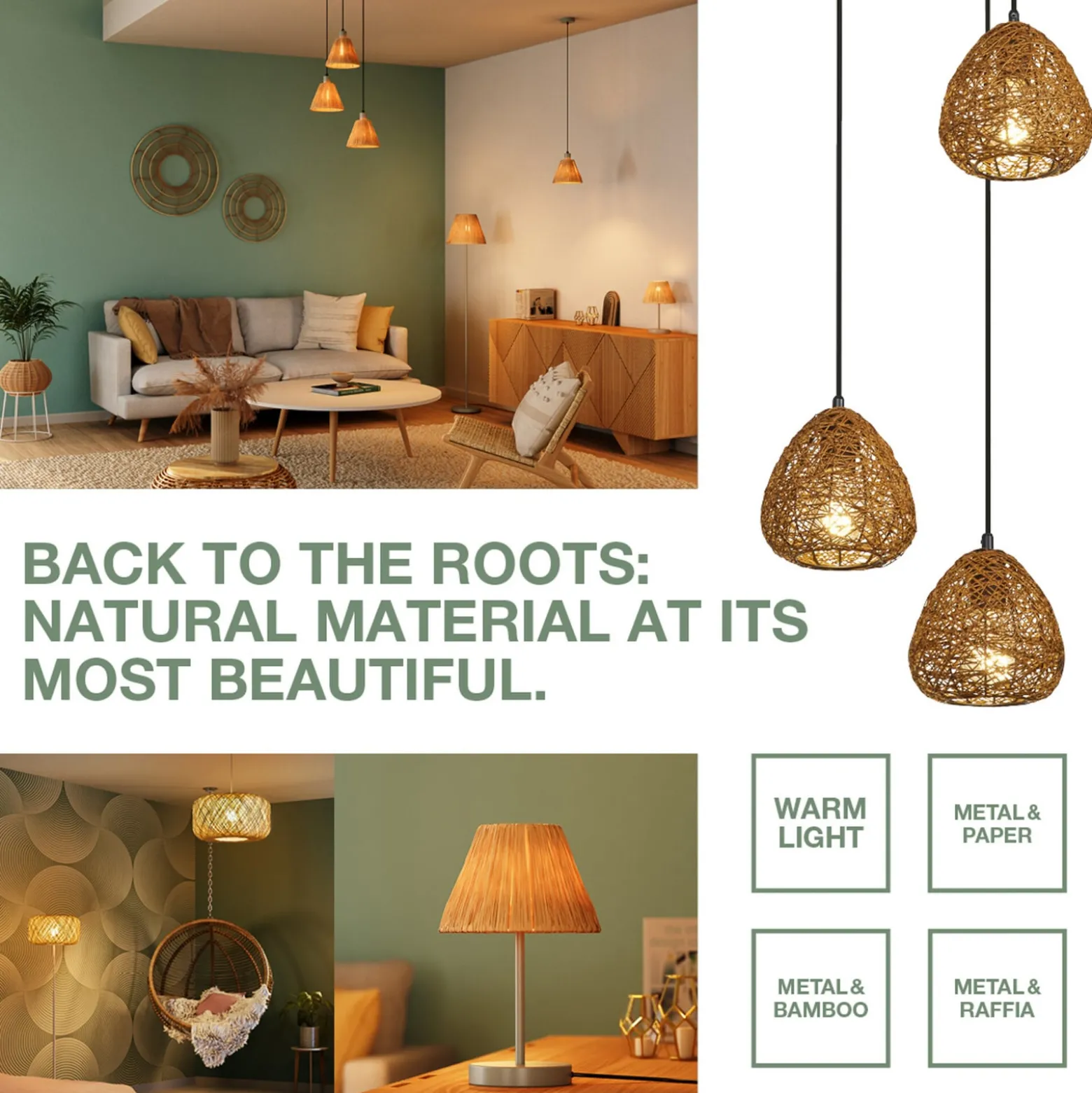 OSRAM LED-kattovalaisin Decor Bamboo Paper, Ø 30 cm, bambu